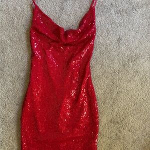Elegant Red Sequin Dress